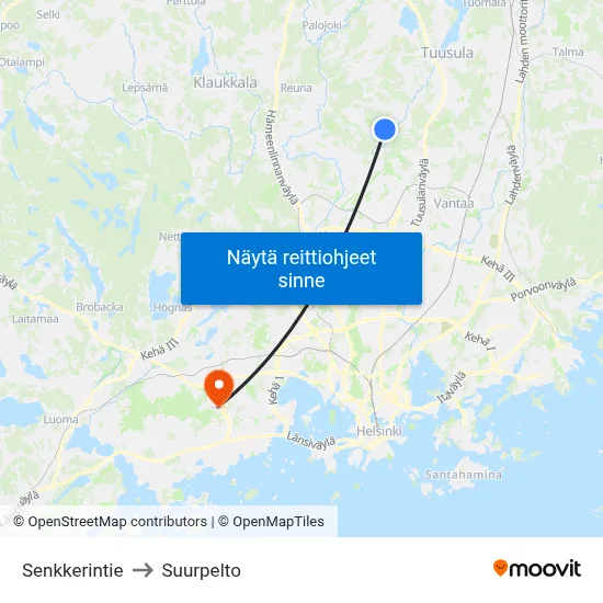 Senkkerintie to Suurpelto map