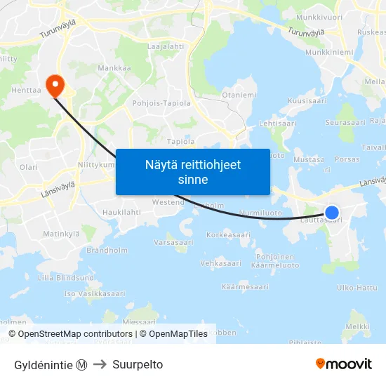 Gyldénintie Ⓜ️ to Suurpelto map