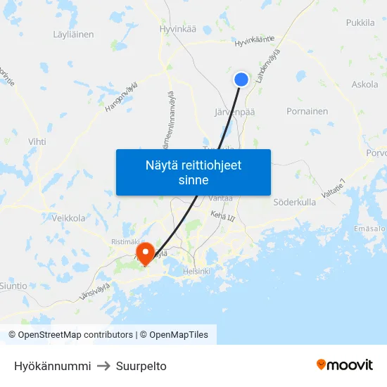Hyökännummi to Suurpelto map