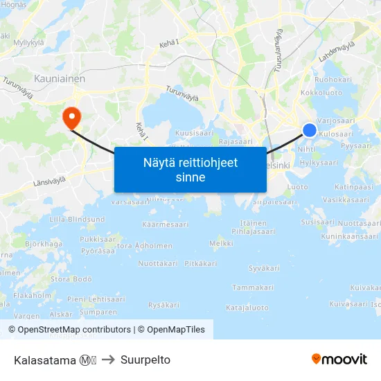 Kalasatama Ⓜ️🛍️ to Suurpelto map