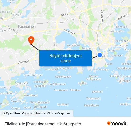 Elielinaukio [Rautatieasema] to Suurpelto map