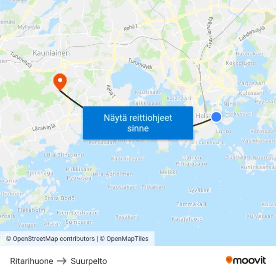 Ritarihuone to Suurpelto map