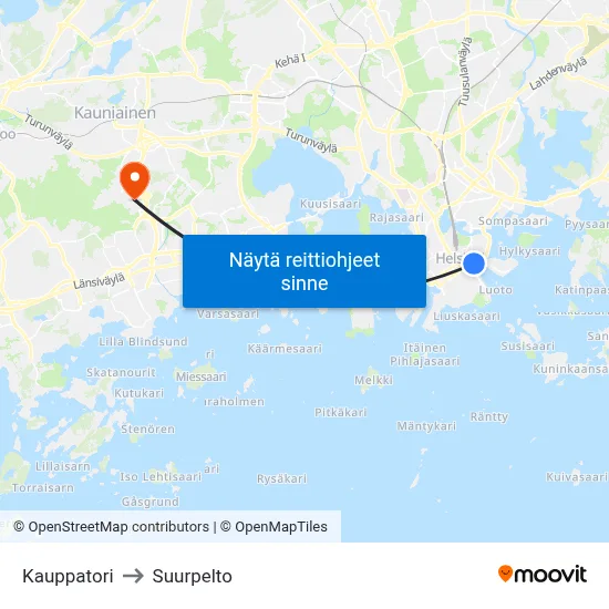 Kauppatori to Suurpelto map