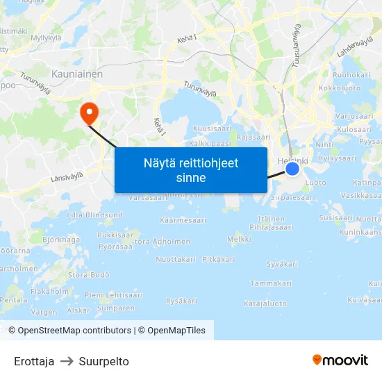 Erottaja to Suurpelto map