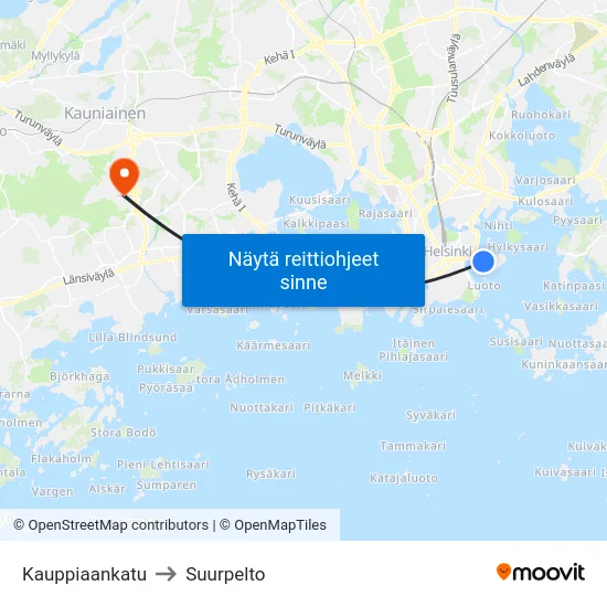 Kauppiaankatu to Suurpelto map
