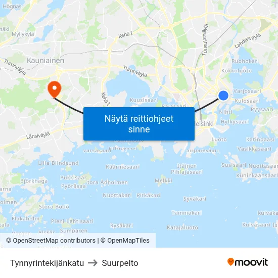Tynnyrintekijänkatu to Suurpelto map