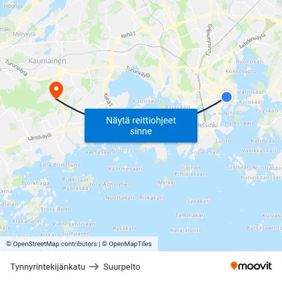Tynnyrintekijänkatu to Suurpelto map