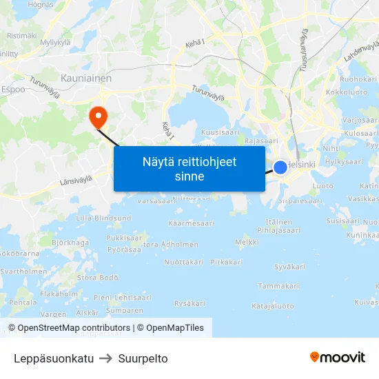 Leppäsuonkatu to Suurpelto map