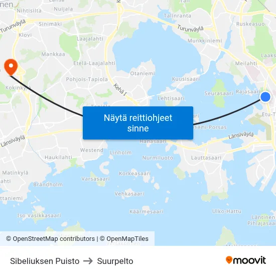 Sibeliuksen Puisto to Suurpelto map