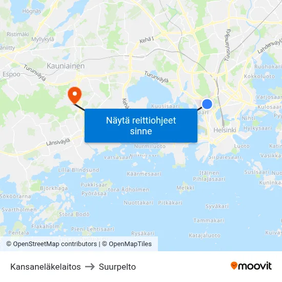 Kansaneläkelaitos to Suurpelto map