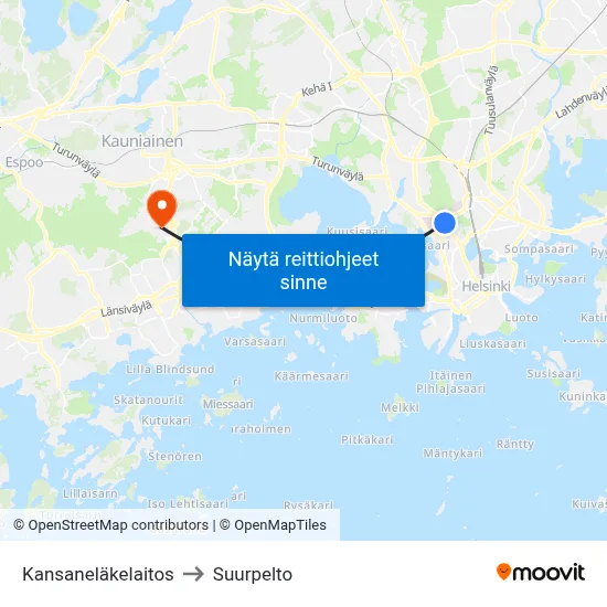 Kansaneläkelaitos to Suurpelto map