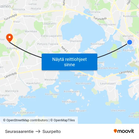 Seurasaarentie to Suurpelto map
