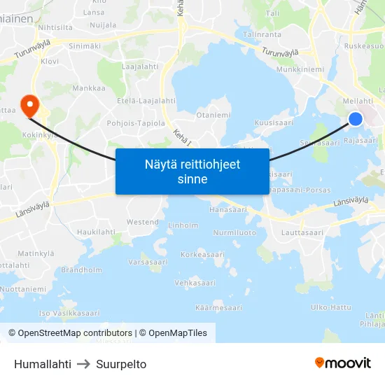 Humallahti to Suurpelto map