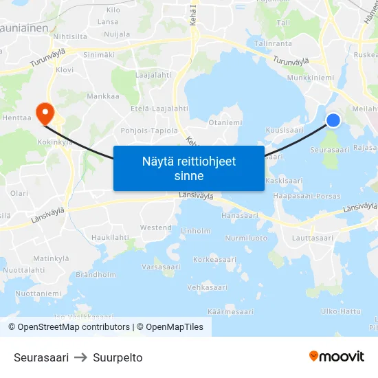 Seurasaari to Suurpelto map