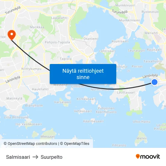 Salmisaari to Suurpelto map