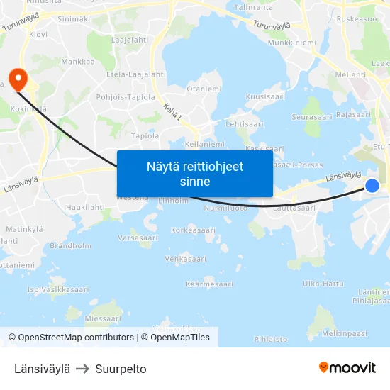 Länsiväylä to Suurpelto map