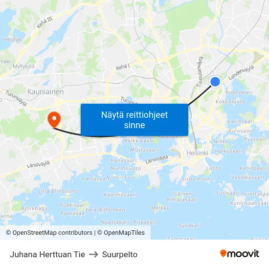Juhana Herttuan Tie to Suurpelto map