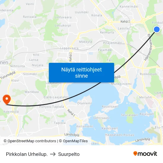 Pirkkolan Urheilup. to Suurpelto map