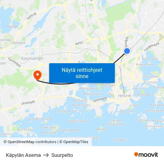 Käpylän Asema to Suurpelto map