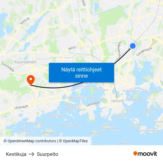 Kestikuja to Suurpelto map