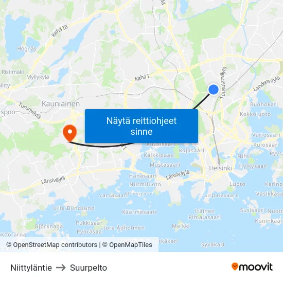 Niittyläntie to Suurpelto map