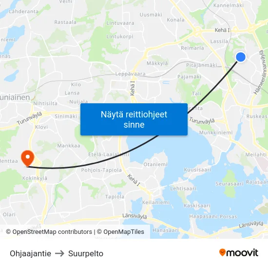 Ohjaajantie to Suurpelto map