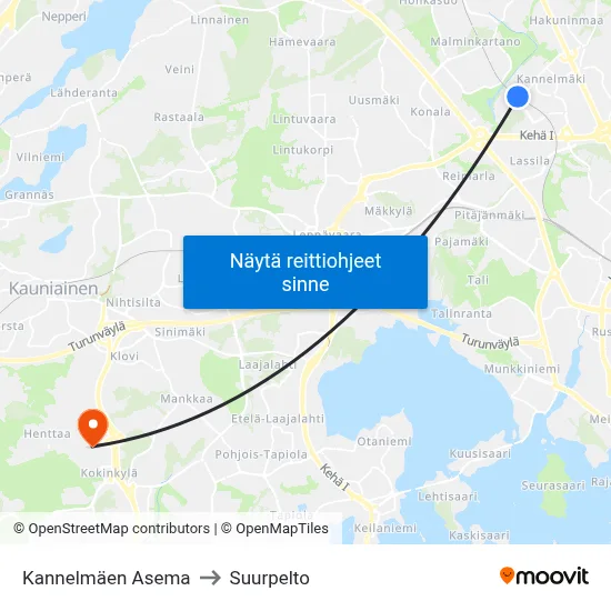 Kannelmäen Asema to Suurpelto map