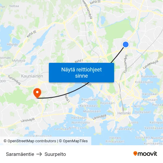 Saramäentie to Suurpelto map