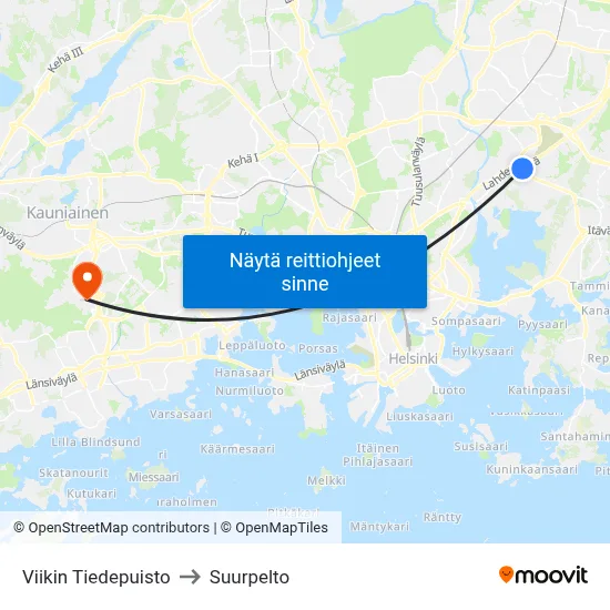 Viikin Tiedepuisto to Suurpelto map