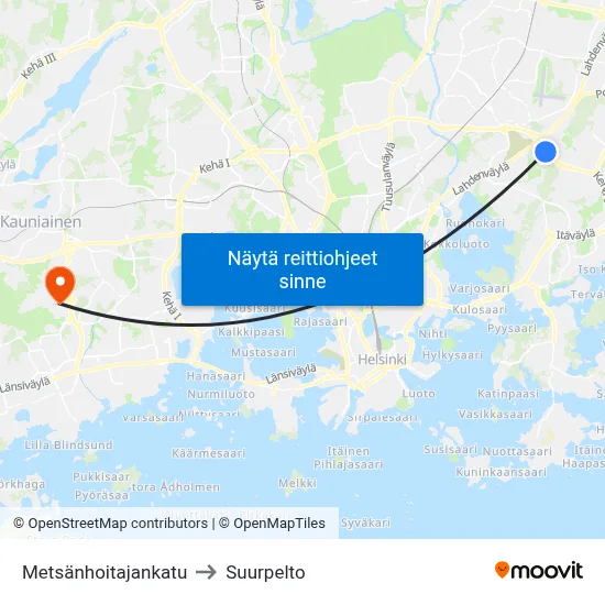 Metsänhoitajankatu to Suurpelto map