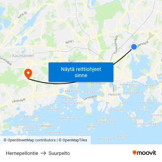 Hernepellontie to Suurpelto map