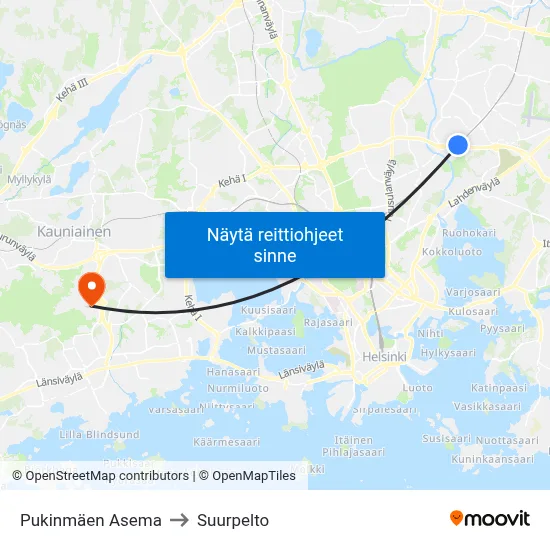 Pukinmäen Asema to Suurpelto map