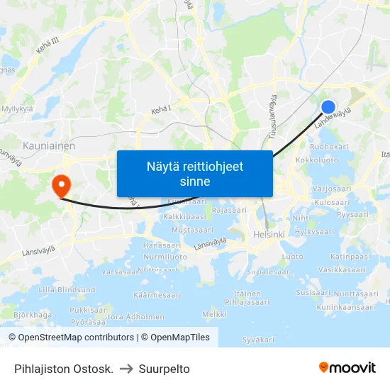 Pihlajiston Ostosk. to Suurpelto map
