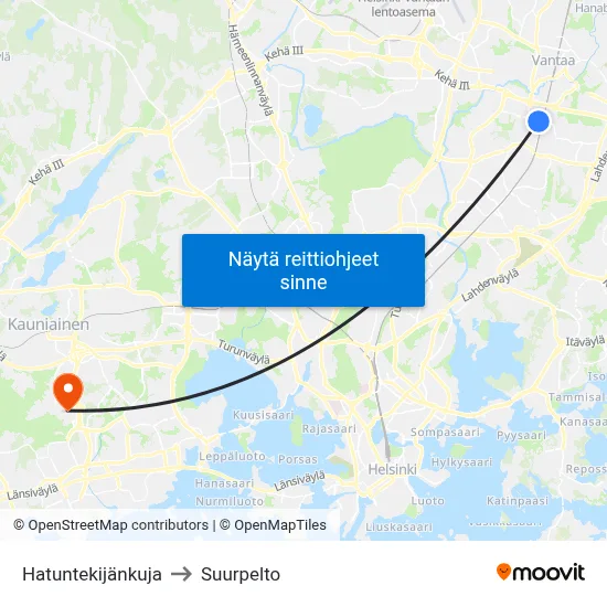 Hatuntekijänkuja to Suurpelto map