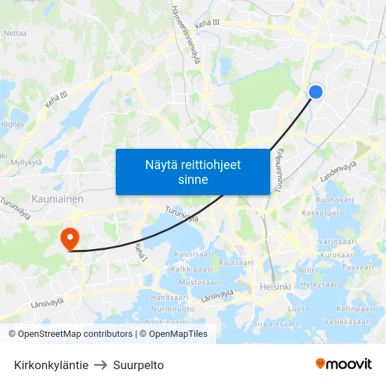 Kirkonkyläntie to Suurpelto map