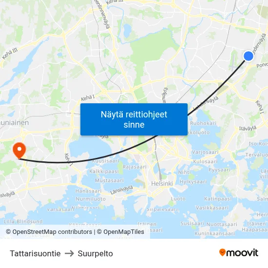 Tattarisuontie to Suurpelto map