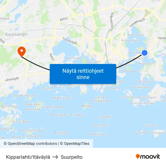 Kipparlahti/Itäväylä to Suurpelto map