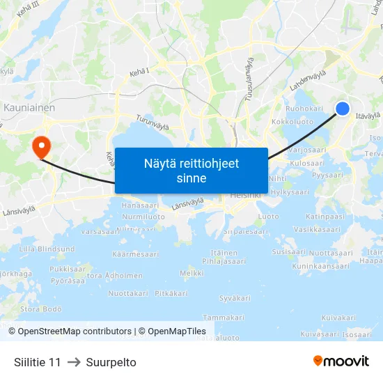 Siilitie 11 to Suurpelto map