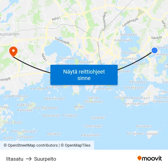Iltasatu to Suurpelto map