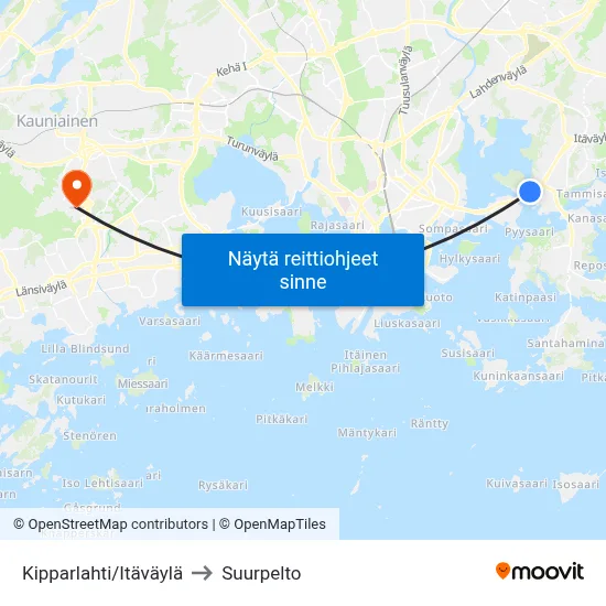 Kipparlahti/Itäväylä to Suurpelto map