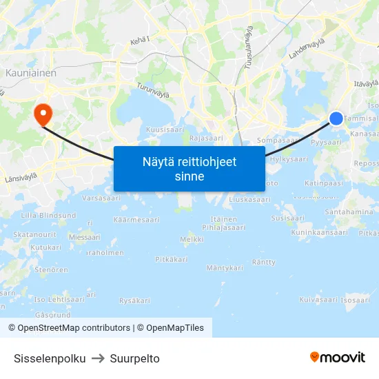 Sisselenpolku to Suurpelto map