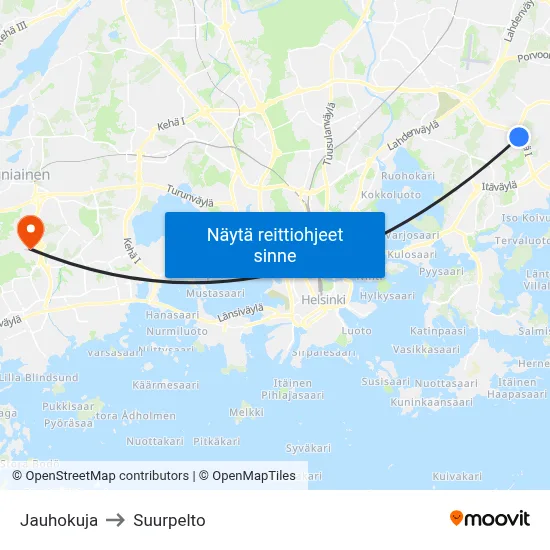 Jauhokuja to Suurpelto map