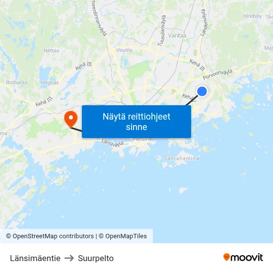 Länsimäentie to Suurpelto map