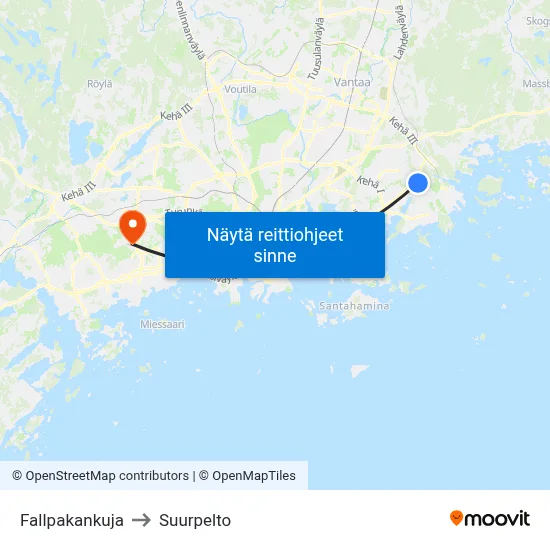 Fallpakankuja to Suurpelto map