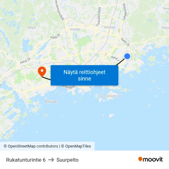 Rukatunturintie 6 to Suurpelto map