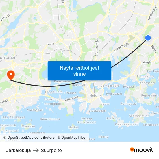 Järkälekuja to Suurpelto map