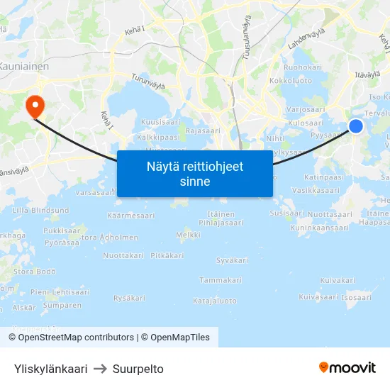 Yliskylänkaari to Suurpelto map