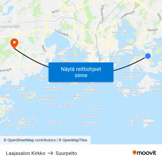 Laajasalon Kirkko to Suurpelto map