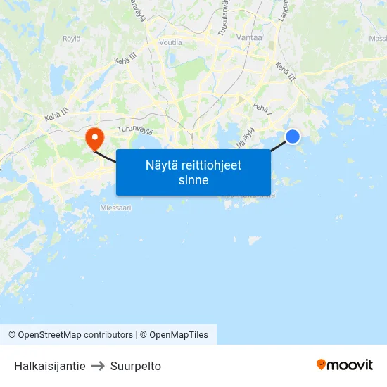 Halkaisijantie to Suurpelto map