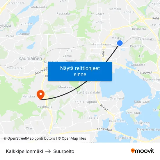 Kalkkipellonmäki to Suurpelto map
